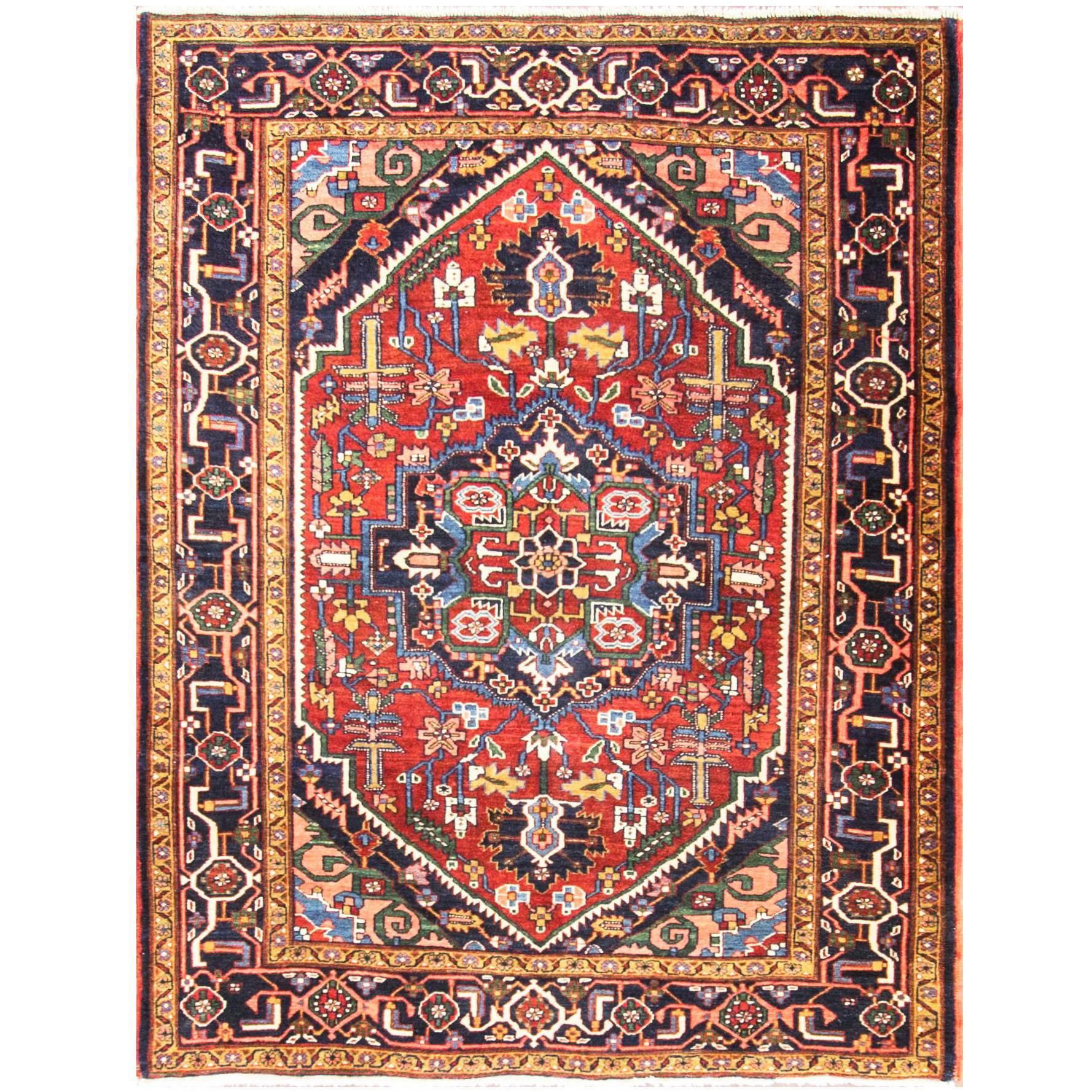 Antique Persian Heriz Rug, 4'10" x 6'3"