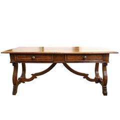 Antique 18th Century Tuscan Walnut and Satinwood Inlay Partner’s Desk