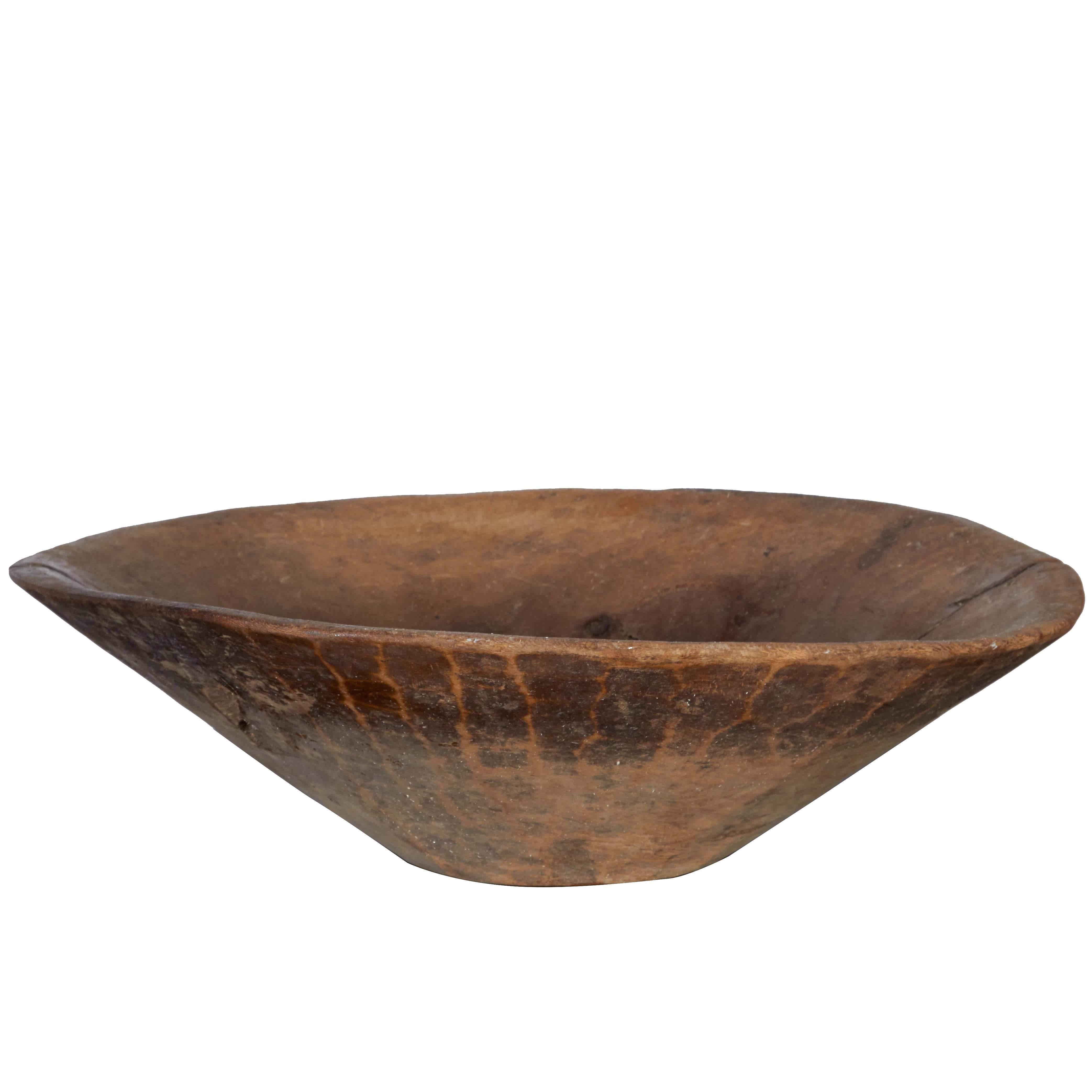 Large and Beautifully Worn Working Bowl with Great Patina