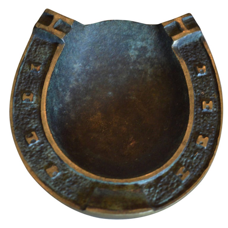 French Brass Horseshoe Ashtray at 1stDibs
