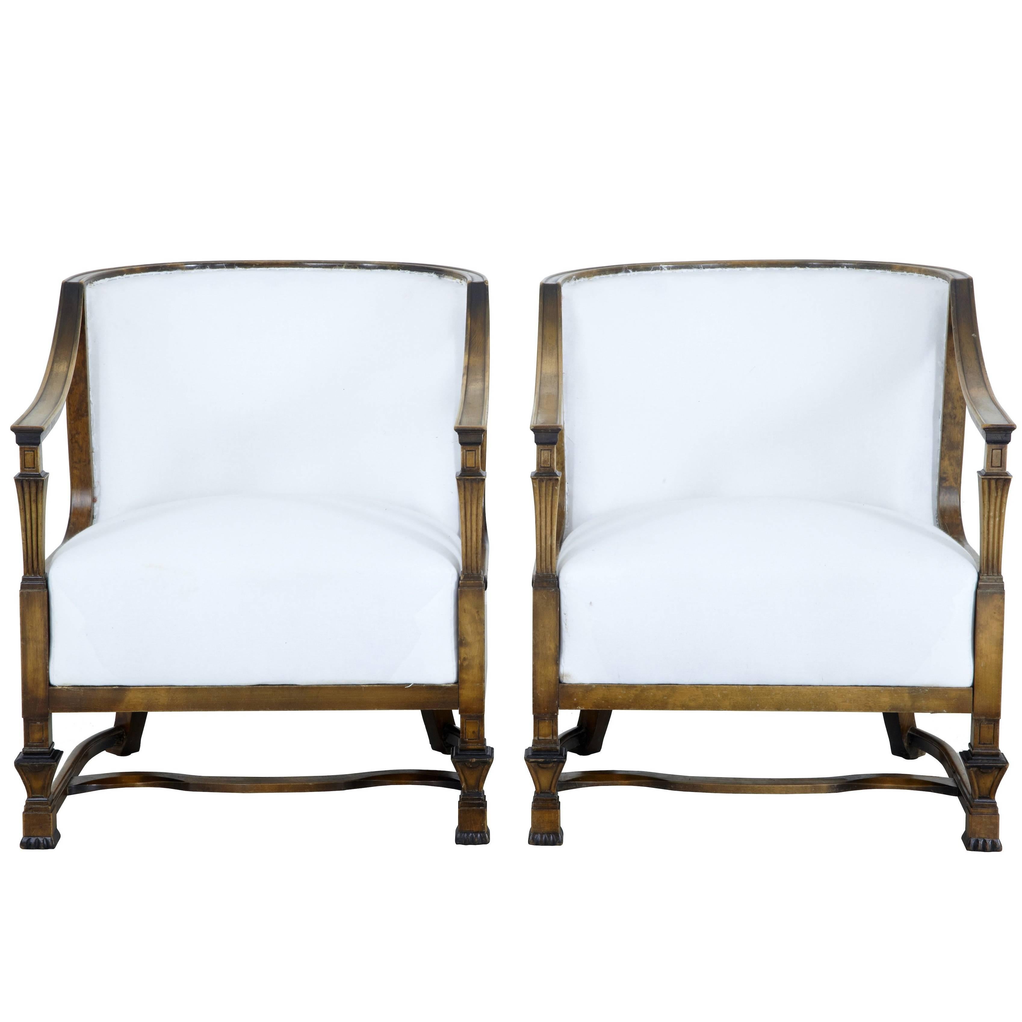 Pair of Swedish Art Deco Birch Grace Chairs By Carl Malmsten