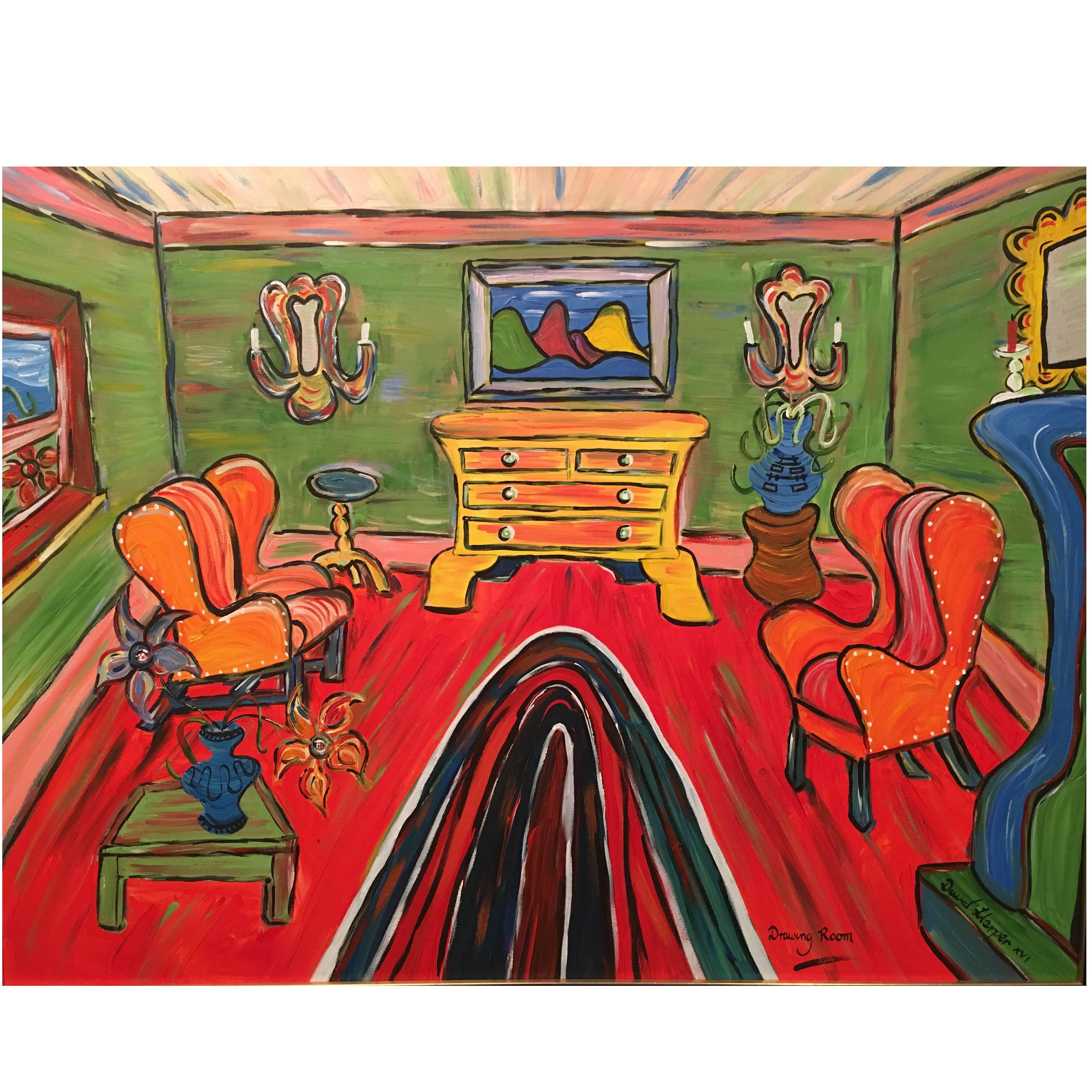 David Harper Original Painting on Canvas Drawing Room