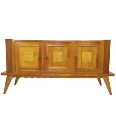 Italian Art Deco Sideboard with Hand-Carved Decorative Panels, circa 1940s