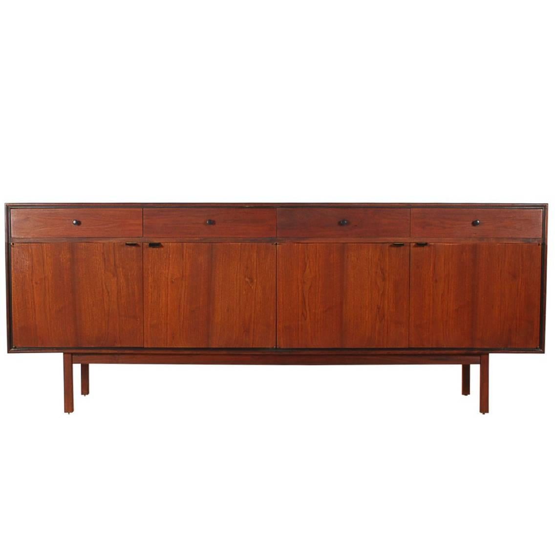 Mid-Century Modern Walnut Cabinet or Credenza Attributed to Florence Knoll