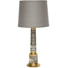 Tommaso Barbi Signed Faux Marble and Brass Grey Lamp, Italy, 1970s 5