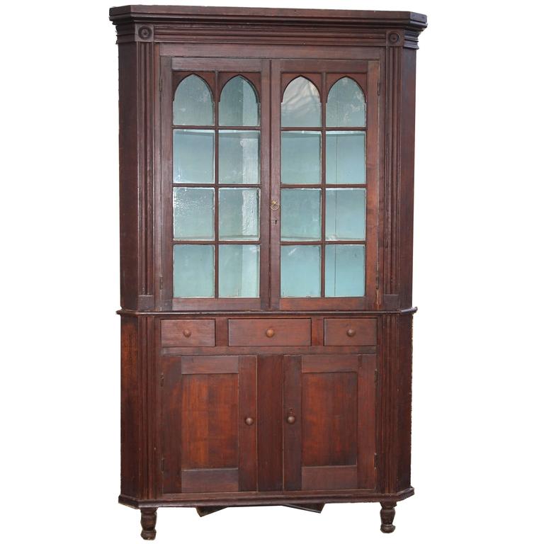 American Federal Period Cherrywood Corner Cupboard For At 1stdibs American Federal Period Cherrywood Corner Cupboard For