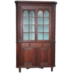 Antique American Federal Period Cherrywood Corner Cupboard