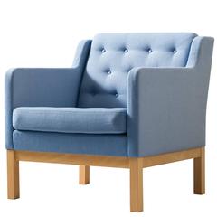 Erik Jørgensen Lounge Chair in Light Blue Fabric Upholstery