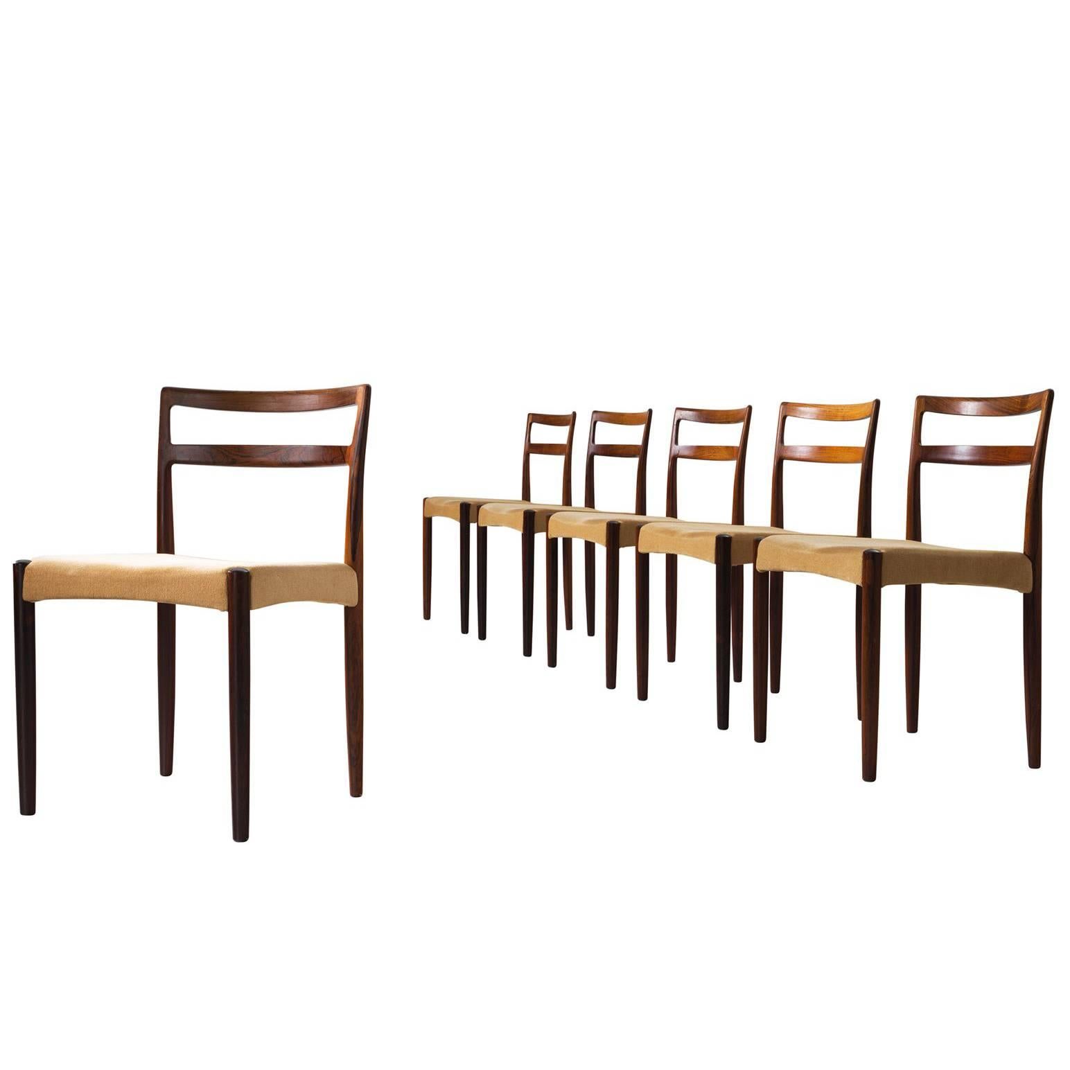 Harry Ostergaard Set of Six Rosewood Dining Chairs