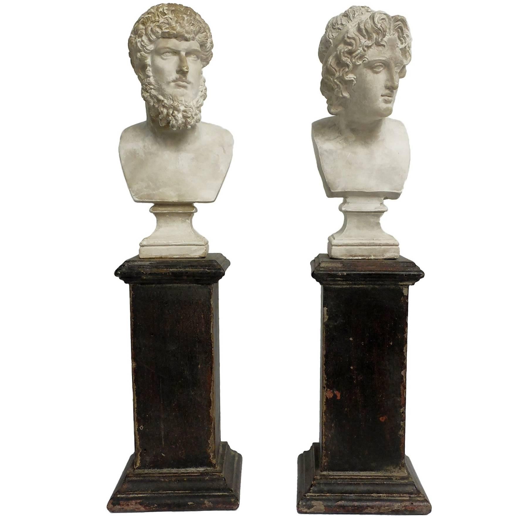 Pair of Academic Cast of Plaster Busts Depicting Lucius Verus and Alexander