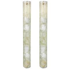 Pair of Ice Glass Wall Sconces by Hillebrand, Germany, 1970s