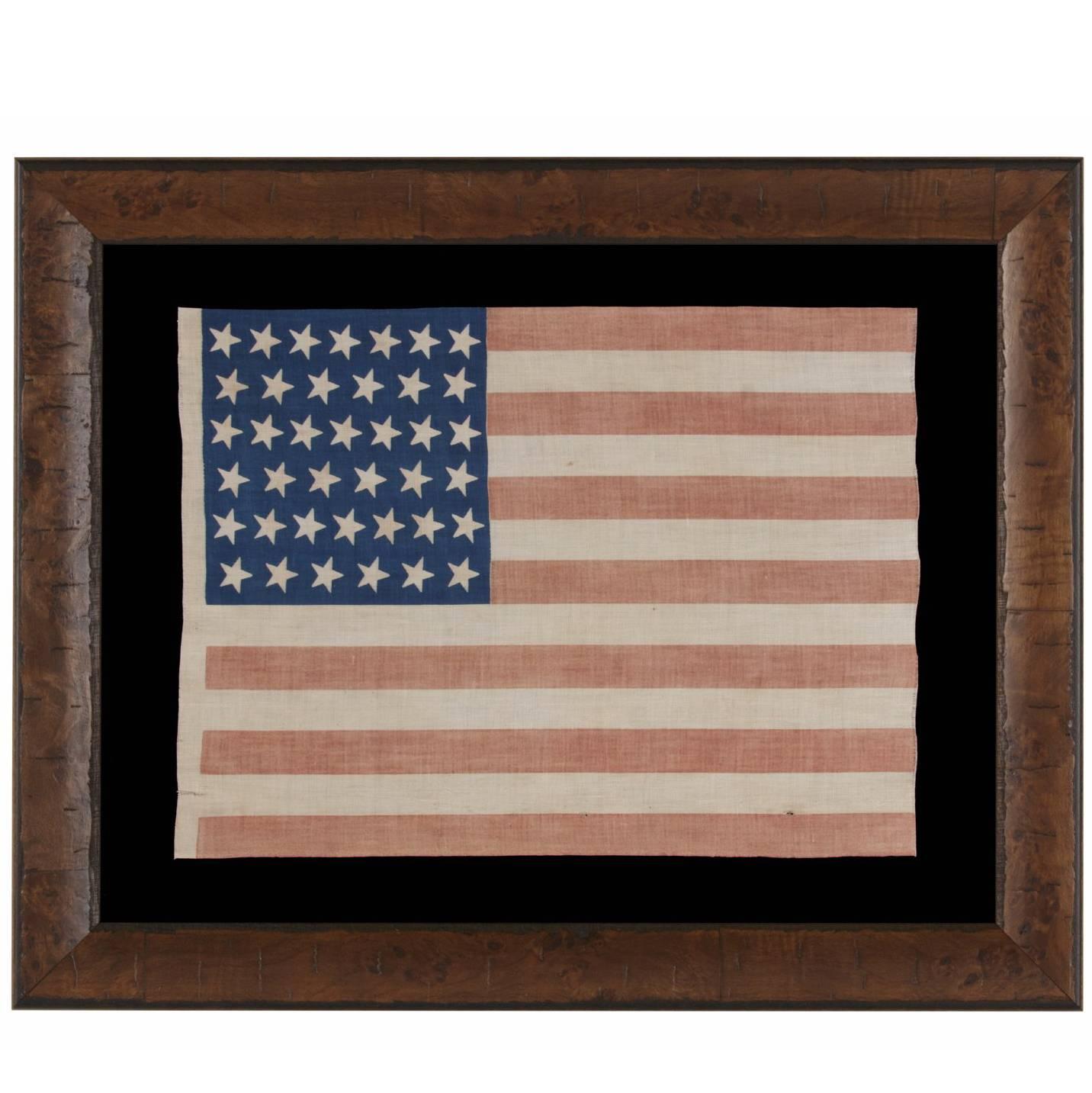 39 Tilted Stars on an Antique American Flag with Royal Blue Canton