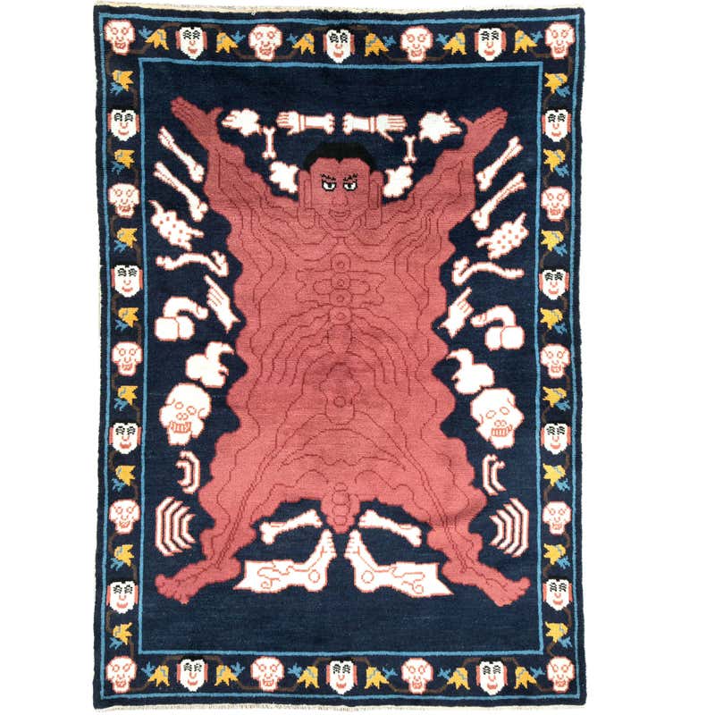 Vintage Tibetan Pictorial Flayed Man Rug For Sale at 1stDibs | tibetan ...