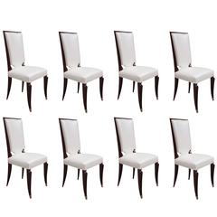 Set of Eight Art Deco Tall Back Dining Chairs
