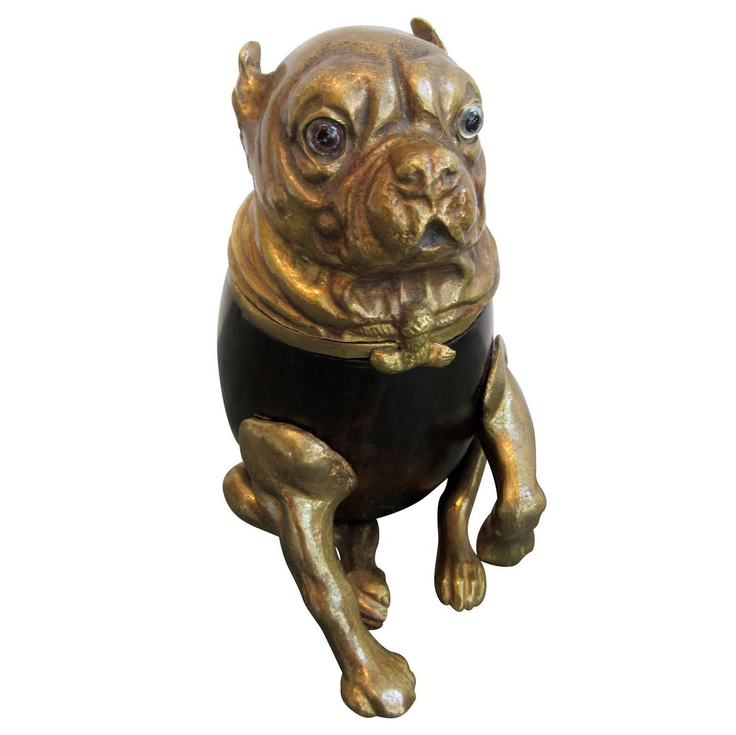 Signed Brass Arthur Court Dog, Humidor Box For Sale