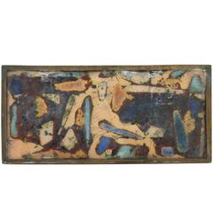 Mid-Century Italian Modernist Enamel and Bronze Box