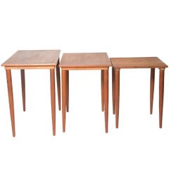 Teak Nesting Tables with Round Legs