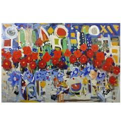 Ron Rice, "Wildflowers in the City", Acrylic on Canvas, Signed