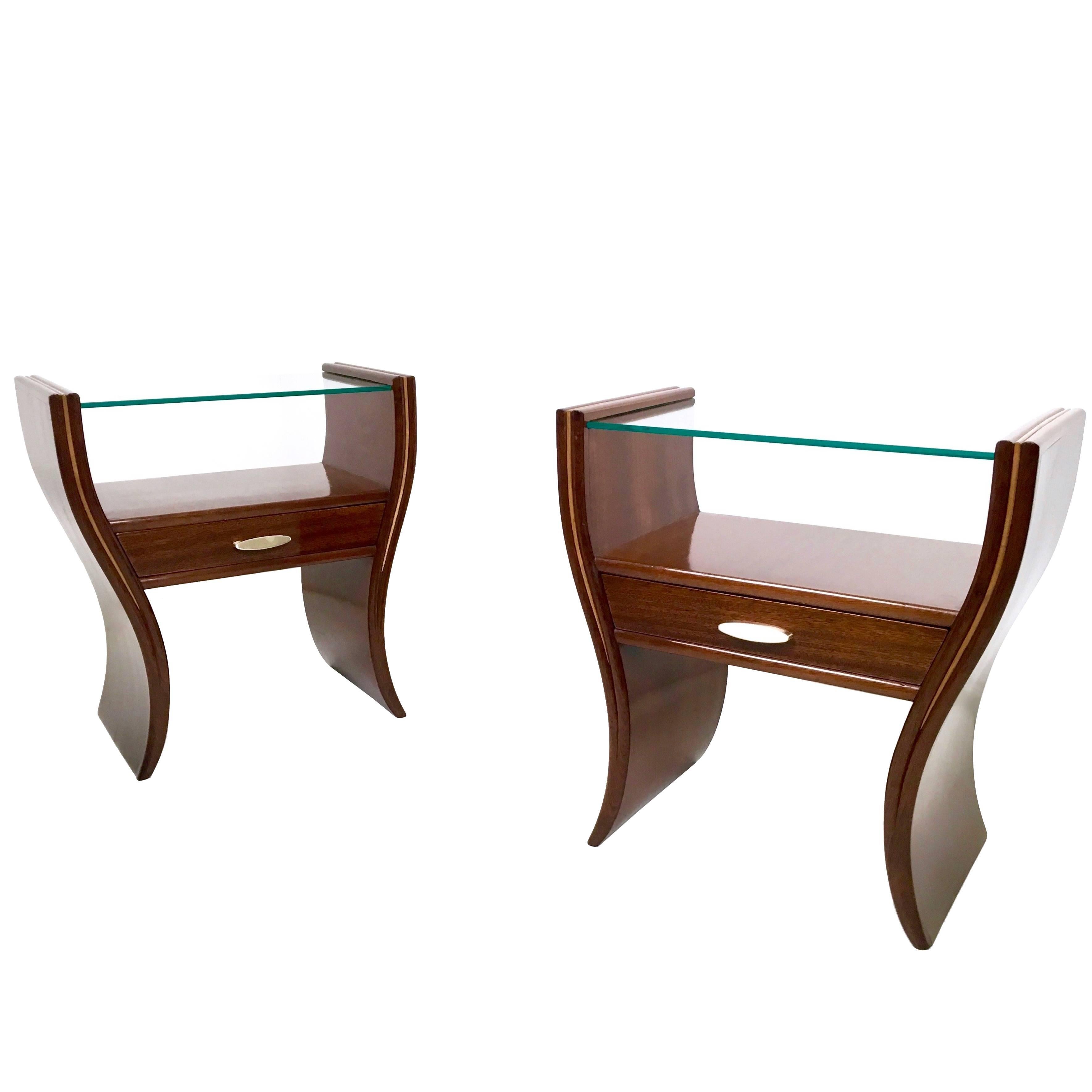 Pair of Wonderful Bedside Tables Ascribable to Guglielmo Ulrich, 1940s-1950s