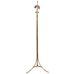 French Maison Bagues Gilt Metal Bamboo Floor Lamp