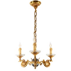 Italian Empire Celestial Globe Chandelier with Swan Motif Arms