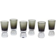 Set of Six Carl Erickson Smoked Glasses with Controlled Bubbles