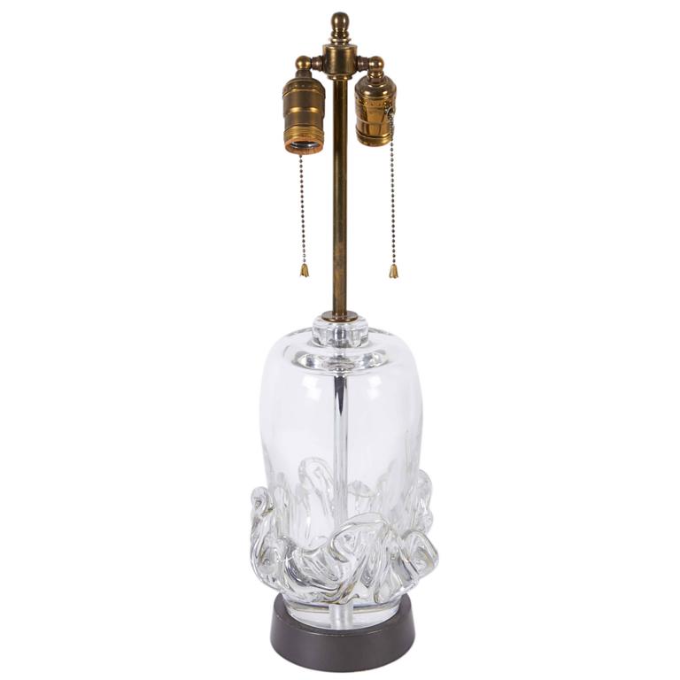 Daum Abstract Lead Crystal Lamp For Sale at 1stdibs