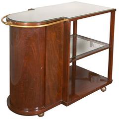 Art Deco Mahogany Cocktail Bar Cart