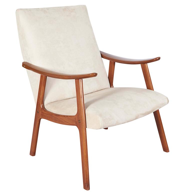 Scandinavian Modern Lounge Chair High Back Carved Fruit Wood at 1stdibs