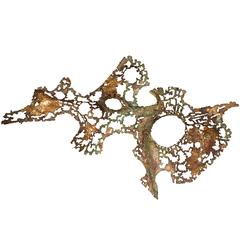 Brutalist Abstract Mixed Metal Wall Sculpture in the Manner of Silas Seandel 12