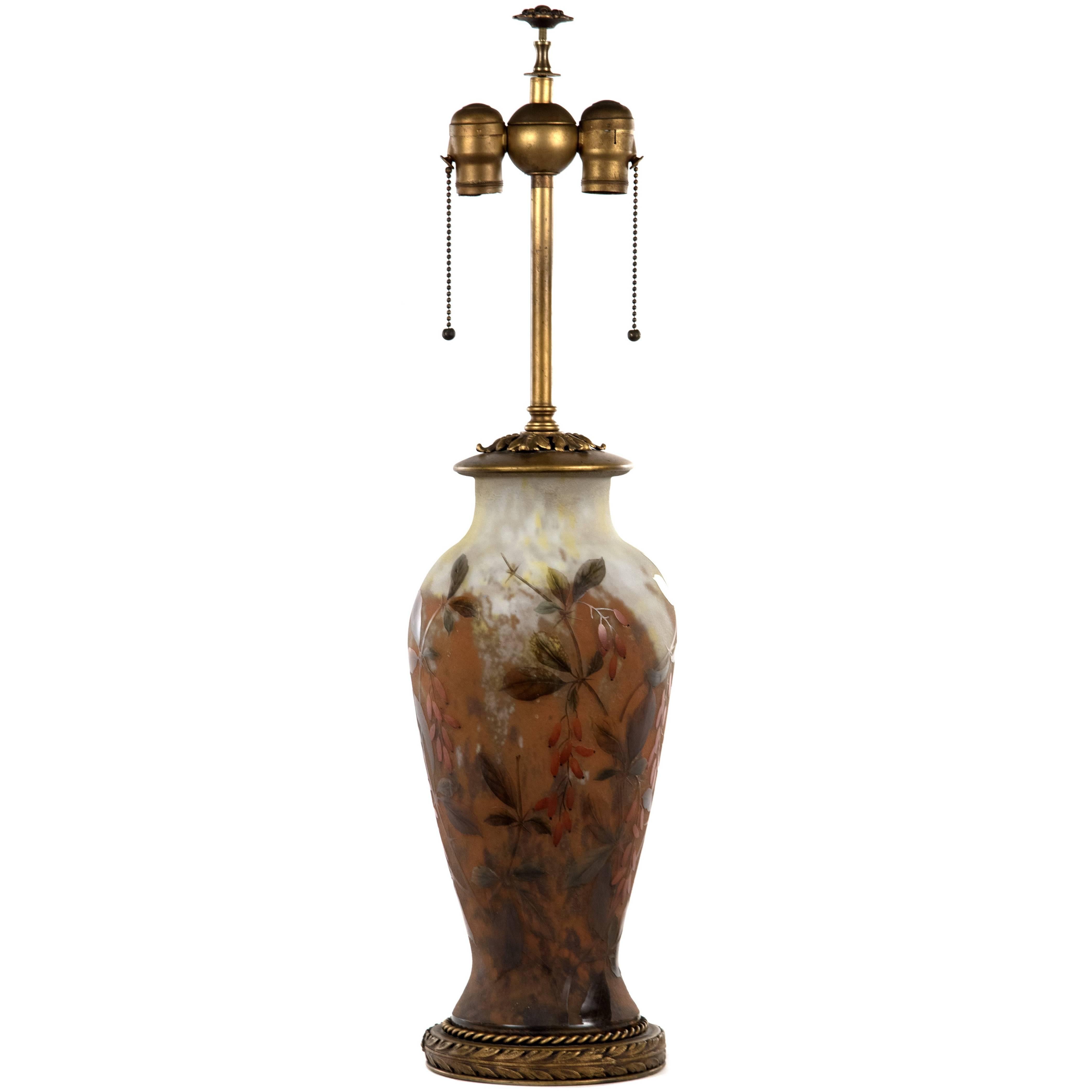 19th Century Polychrome Daum Cameo Glass Table Lamp