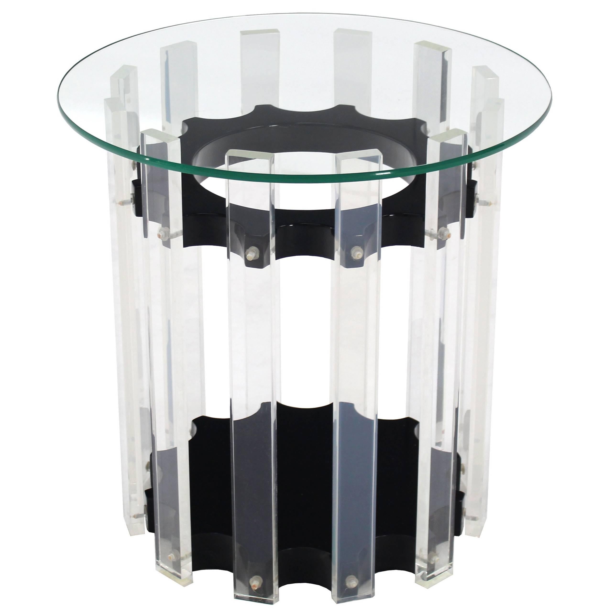 Lucite Base Round Side Table For Sale