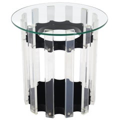 Mesa Auxiliar Redonda Base Lucite
