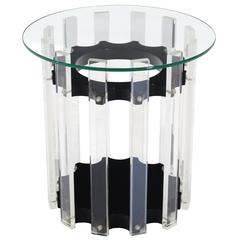 Used Lucite Base Round Side Table