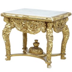 19th Century Carved Gilt Marble-Top Center Table