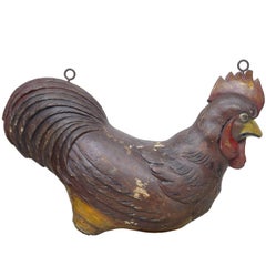 19th Century Carved Advertising Sign of a Cockerel Rooster
