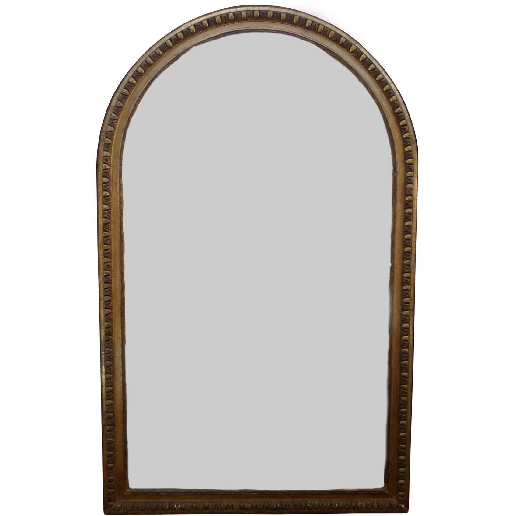 19th Century French Overmantle Mirror with Waterleaf Gilt Frame