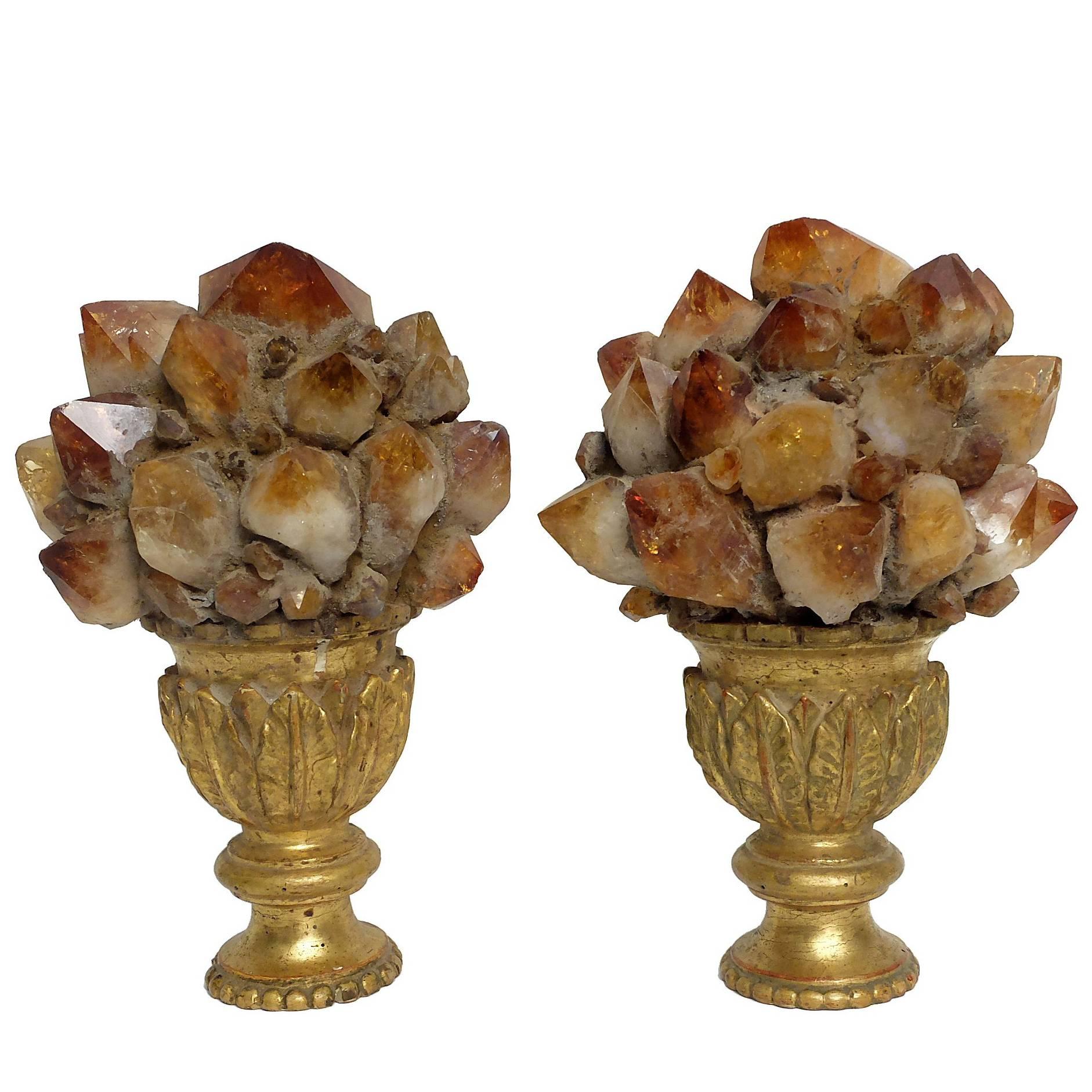 Wunderkammer Naturalia Mineral Specimen, A Couple of Crystals Citrine Druzes