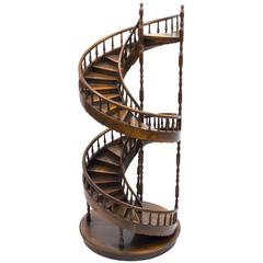 Antique Mahogany Architectural Model Spiral Staircase