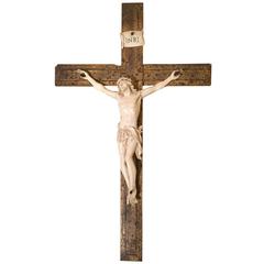 Early 19th Century French Ivory Crucifix, Finely Carved