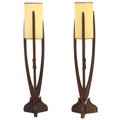 Pair of Walnut Table Lamps