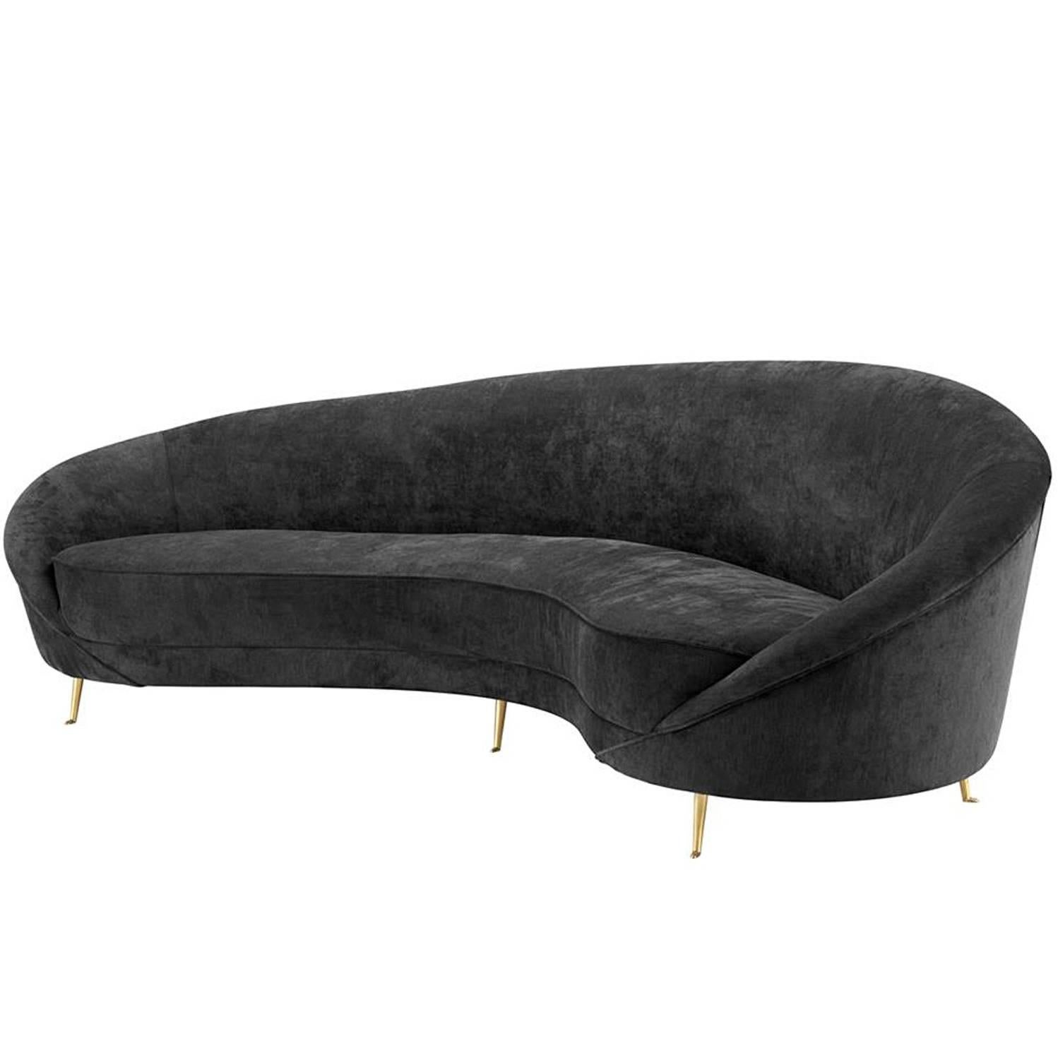 Cocoon Brass Sofa in Black Velvet
