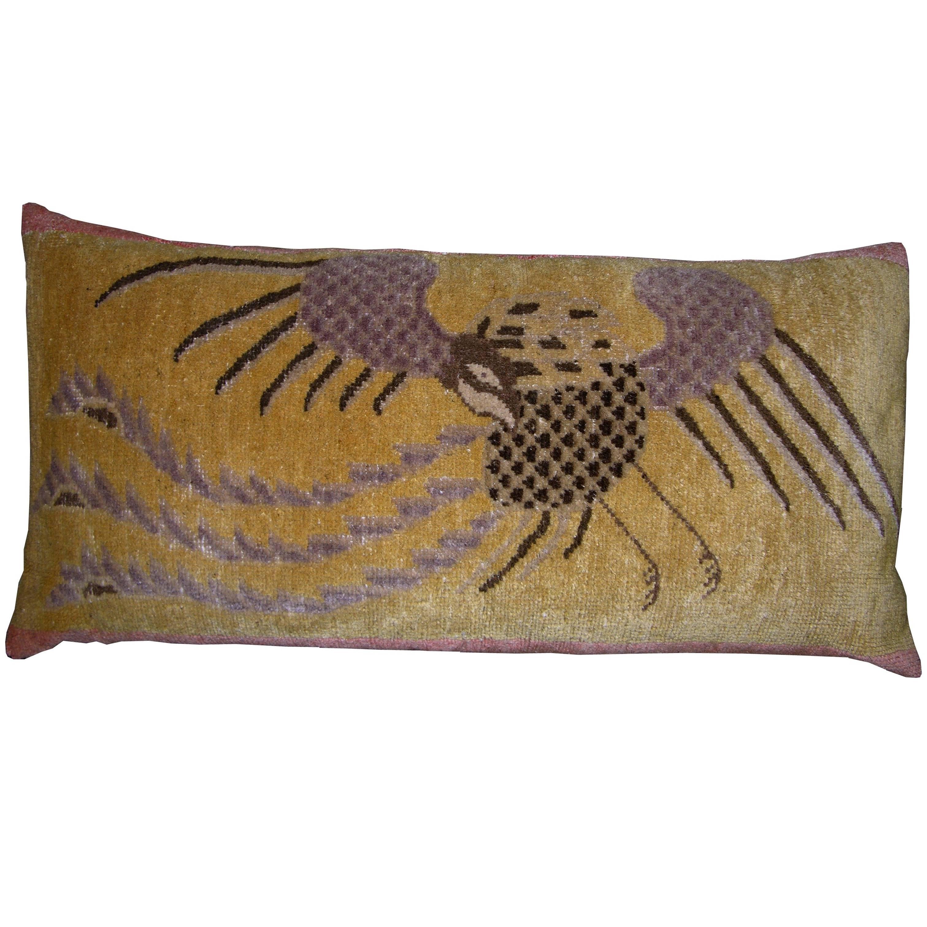 Antique Hand Knotted Chinese Pillow, circa 1900 For Sale