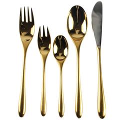 Retro 44 Piece Studio Line Gold Flatware Service for Eight in Gold Taille by Rosenthal