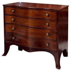 Antique Small Mahogany Serpentine Chest of Drawers
