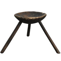 Tabouret de dé Milking français primitif du 19ème siècle