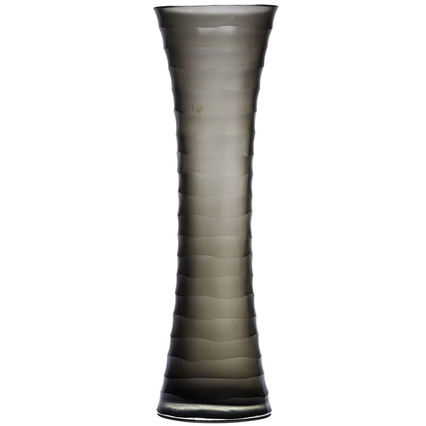 Murano Vintage Tall Grey Battuto Art Glass Vase, 20th Century