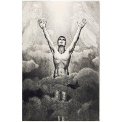 "Man" Rare Lithograph with Nude Male Figure by Roselle Osk