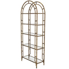 Faux Bamboo Arch Shape Glass Shelves Etagere