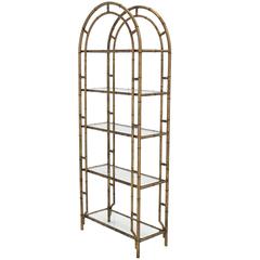 Faux Bamboo Arch Shape Glass Shelves Etagere 11